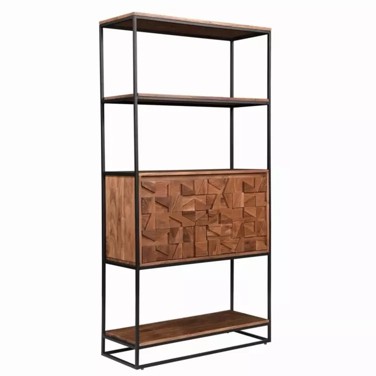 Wood and deals black metal bookshelf